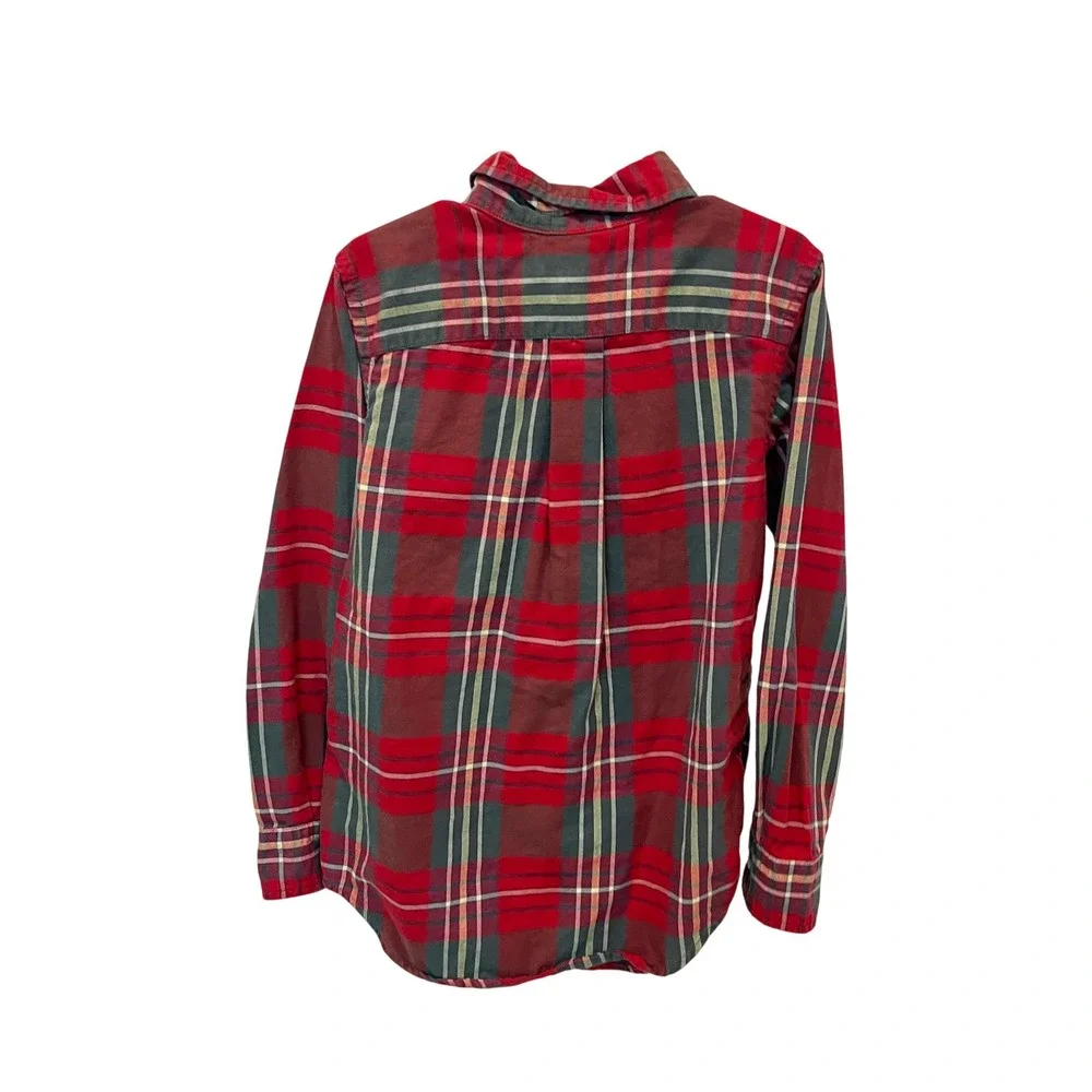 Ralph Lauren Kids Red Green Plaid Button Down Shirt Boys Sz 6 Cotton Long Sleeve